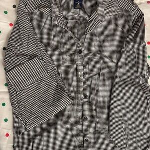 Charter Club Black and White Gingham Blouse